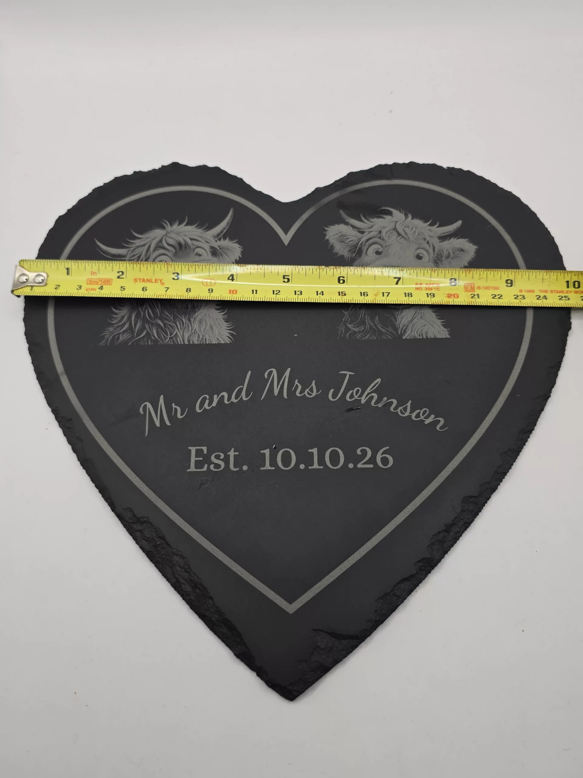 Personalised Highland Cow Heart Slates - Image 4