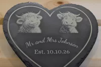 Personalised Highland Cow Heart Slates