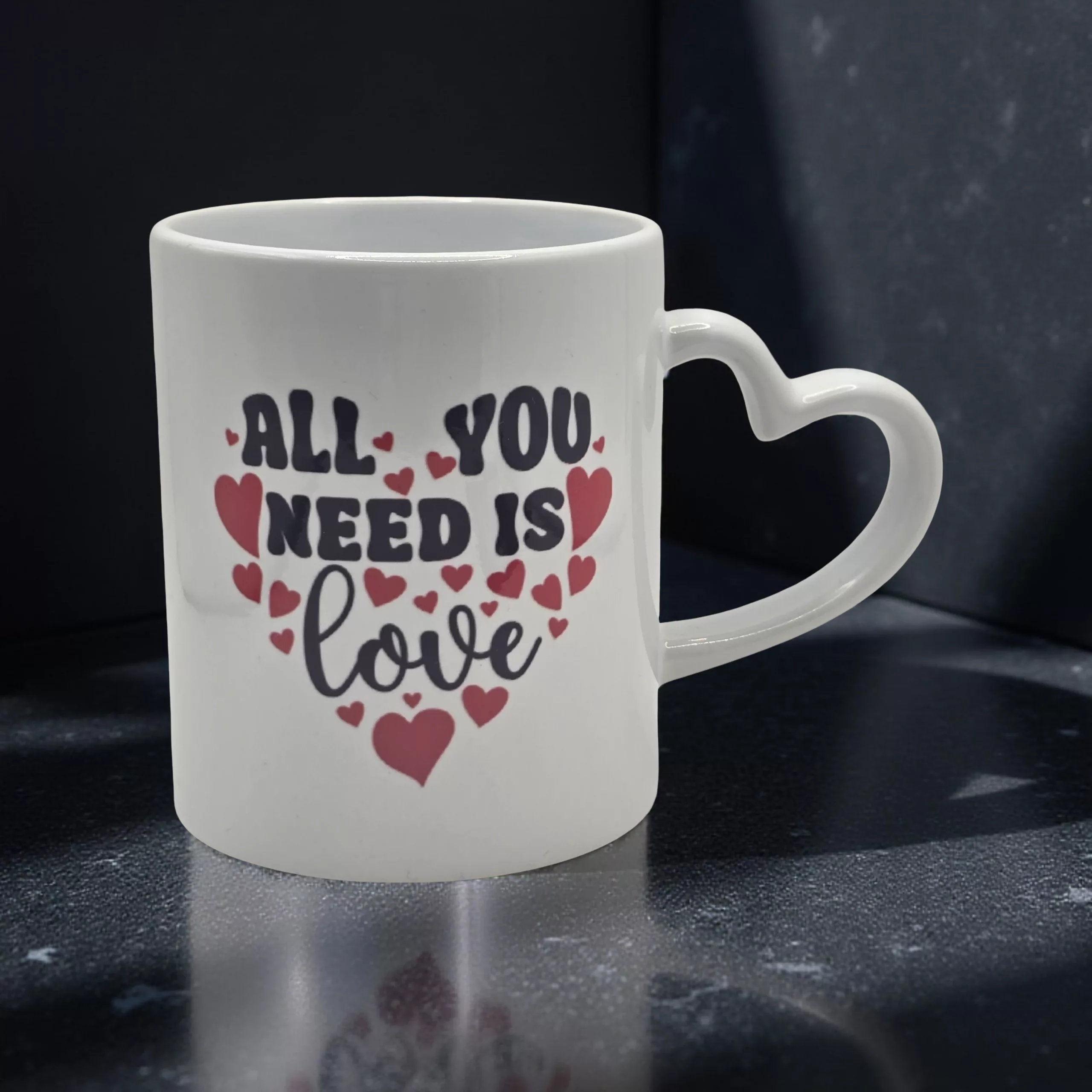 All you need is Love Mug with Heart Handle - Image 2