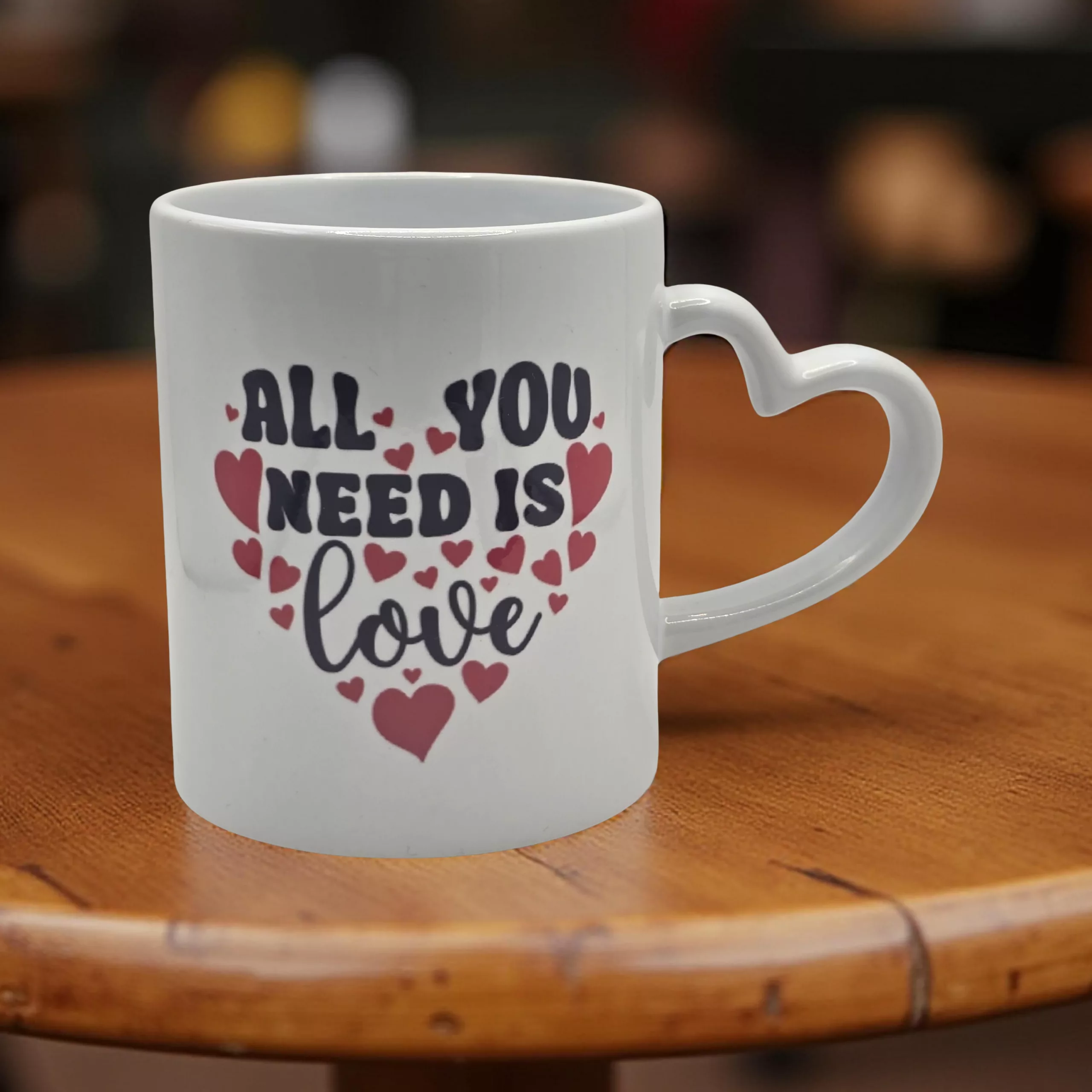All you need is Love Mug with Heart Handle - Image 4