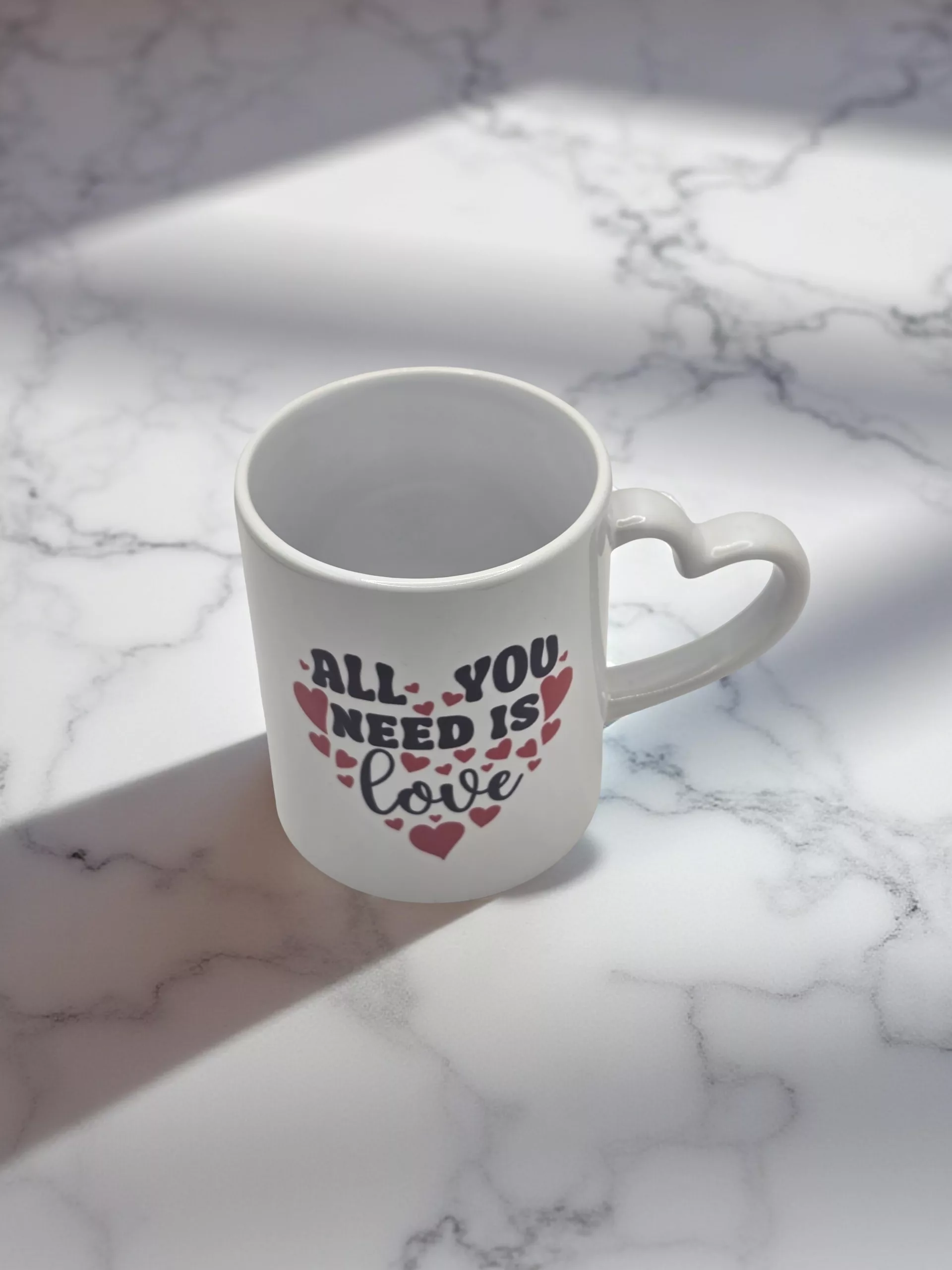 All you need is Love Mug with Heart Handle - Image 7