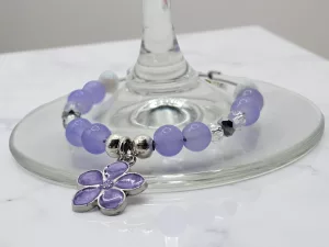 Sakura purple wine glass charm