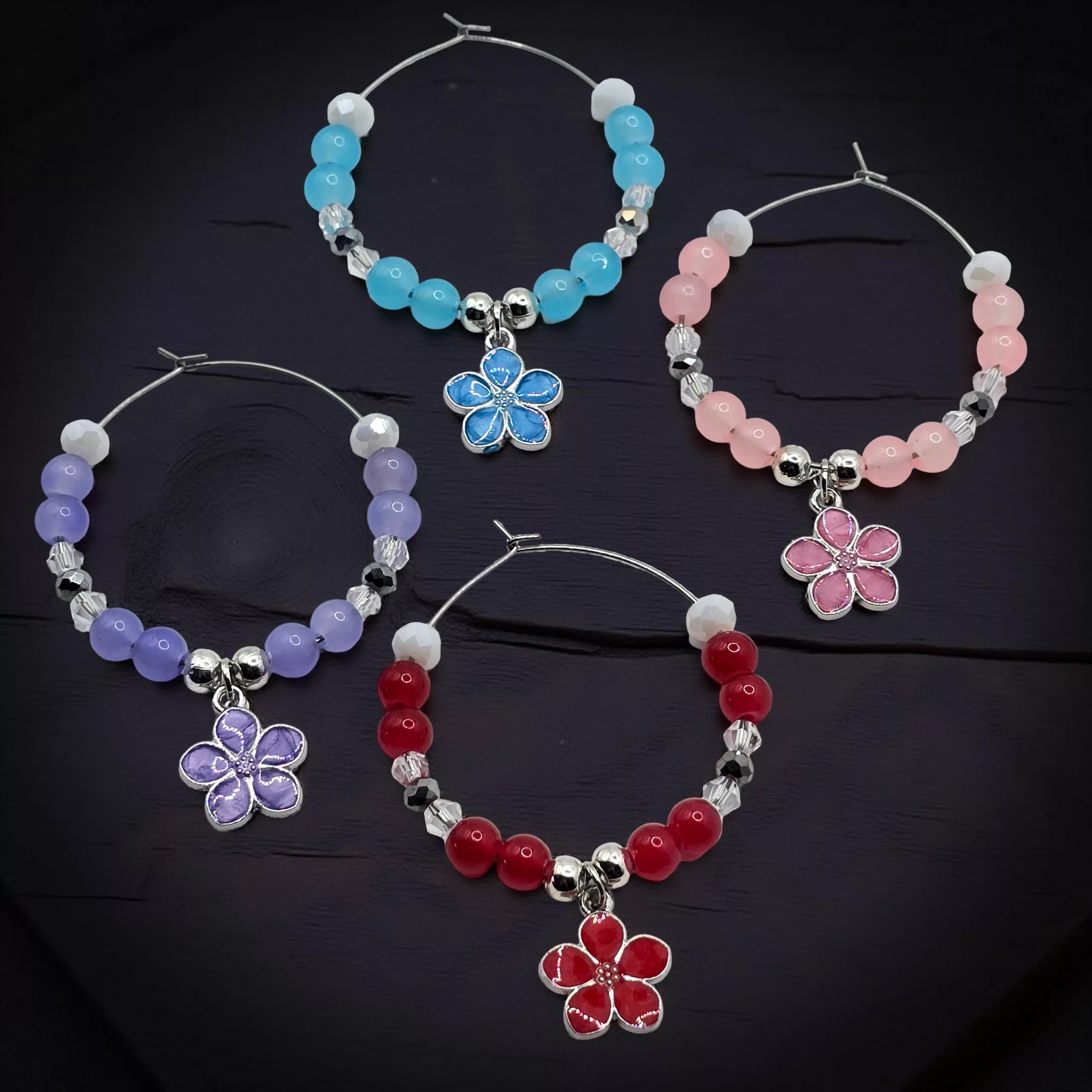 Sakura Glass Charms - Floral Wine / Cocktail Glass Charms