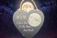 Mum, I love you to the moon and back. Engraved hanging wall slate