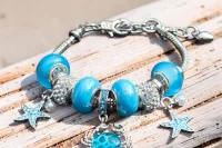 Ocean Depths Crab & Starfish Charm Bracelet - Nautical Stainless Steel Snake Chain