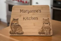 Personalised Cat Bamboo Chopping Board | Custom Name Kitchen Décor