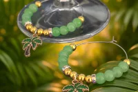 Palm Tree Cocktail Glass Charms, Set of 4 Tropical Drink Markers