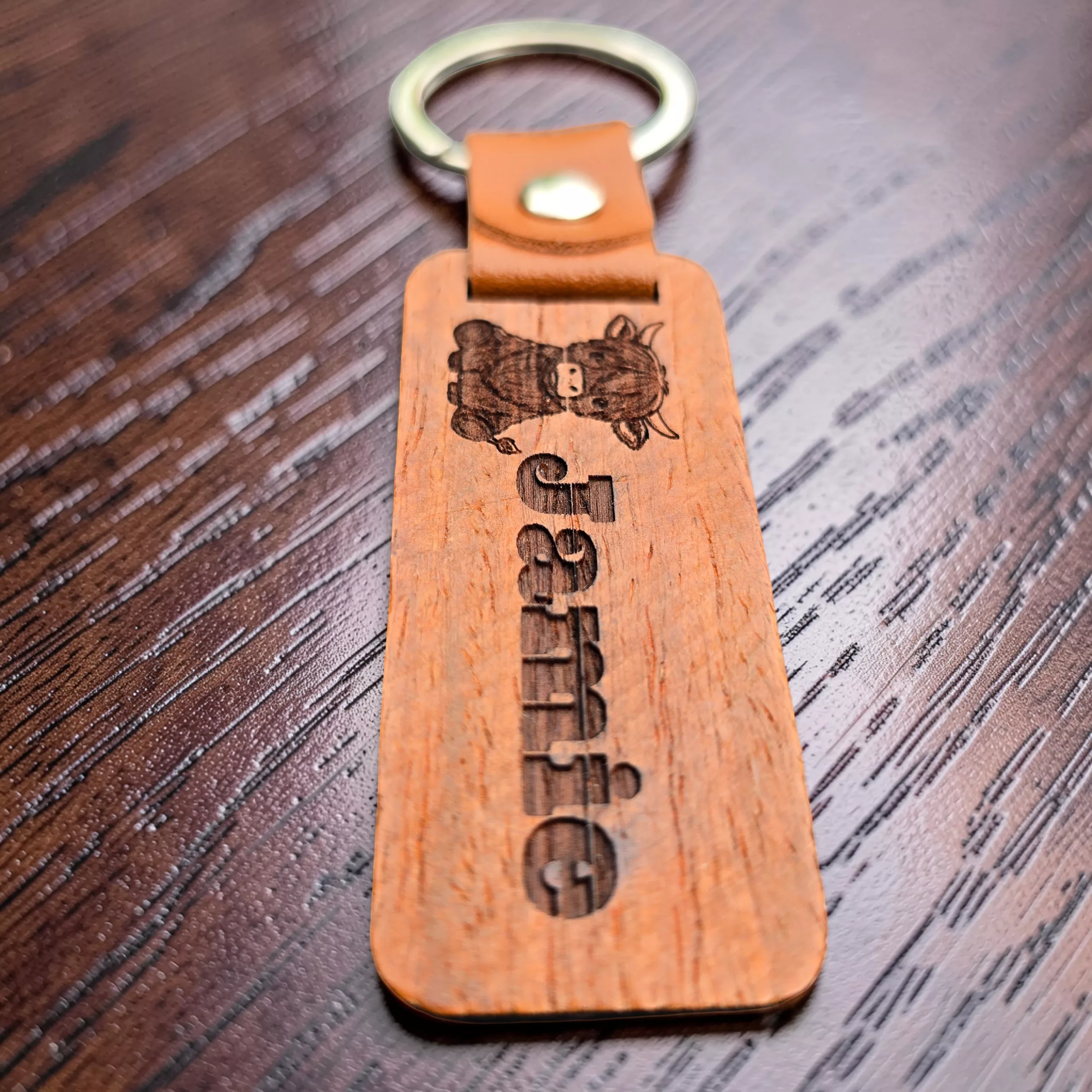 Personalised Highland Cow Keyring, Custom Wooden Bag Tag - Image 3