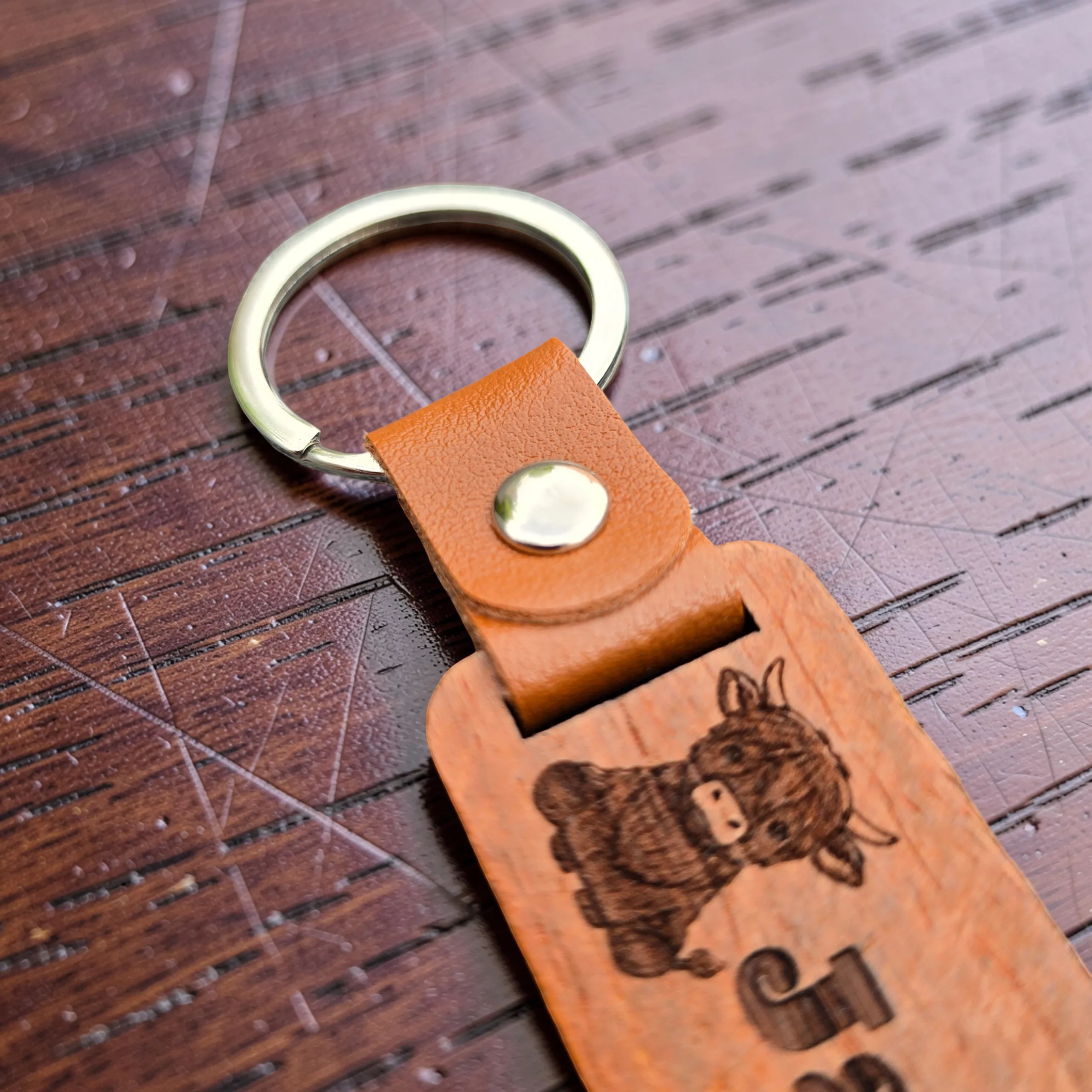 Personalised Highland Cow Keyring, Custom Wooden Bag Tag - Image 10