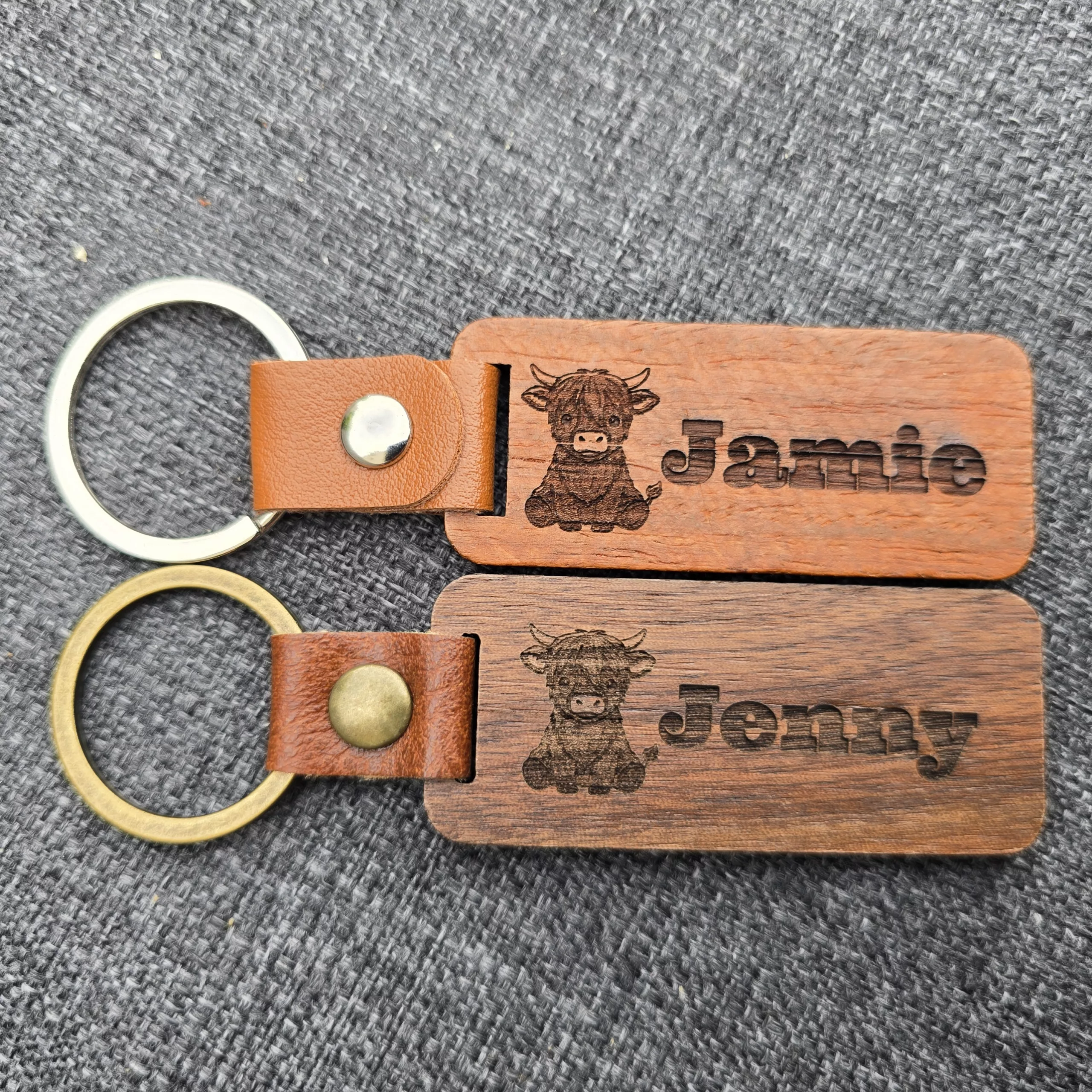 Personalised Highland Cow Keyring, Custom Wooden Bag Tag - Image 11