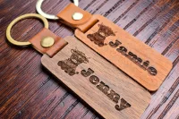 Personalised Highland Cow Keyring, Custom Wooden Bag Tag