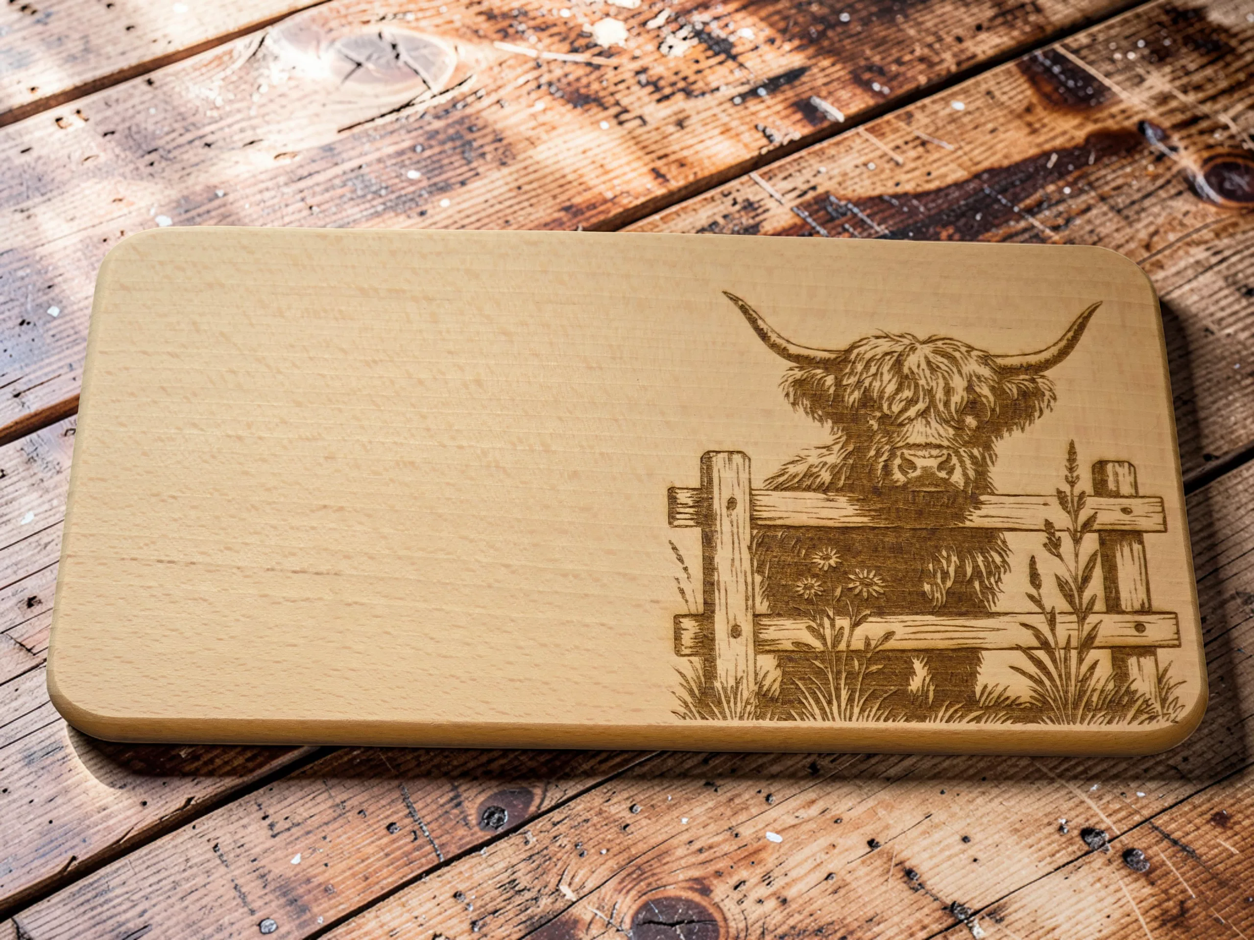 Highland Cow Breakfast Board | Engraved Wooden Serving Tray - Image 3