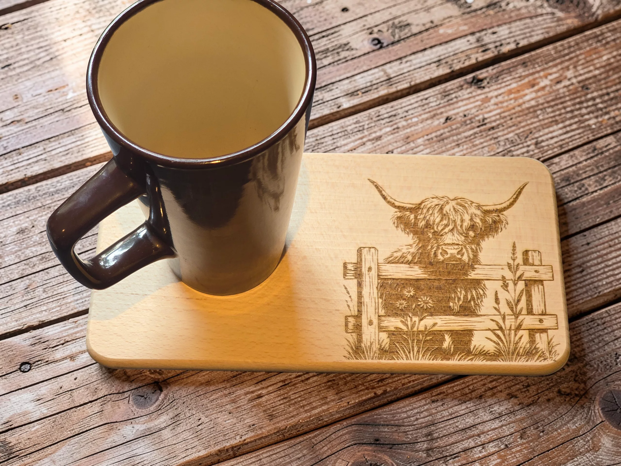 Highland Cow Breakfast Board | Engraved Wooden Serving Tray - Image 4