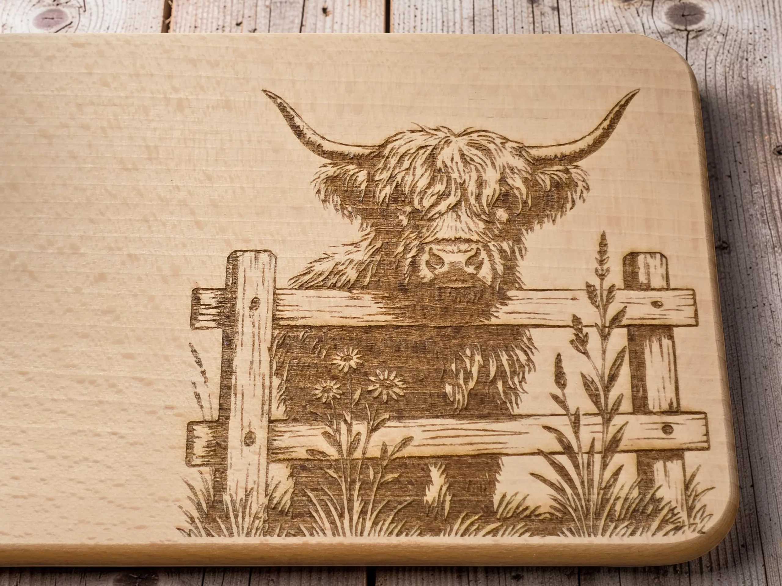 Highland Cow Breakfast Board | Engraved Wooden Serving Tray - Image 5
