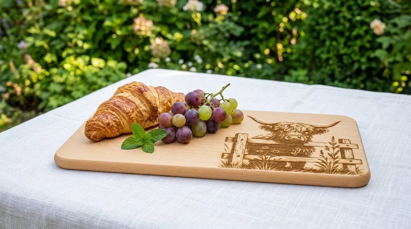 Highland Cow Breakfast Board | Engraved Wooden Serving Tray - Image 12