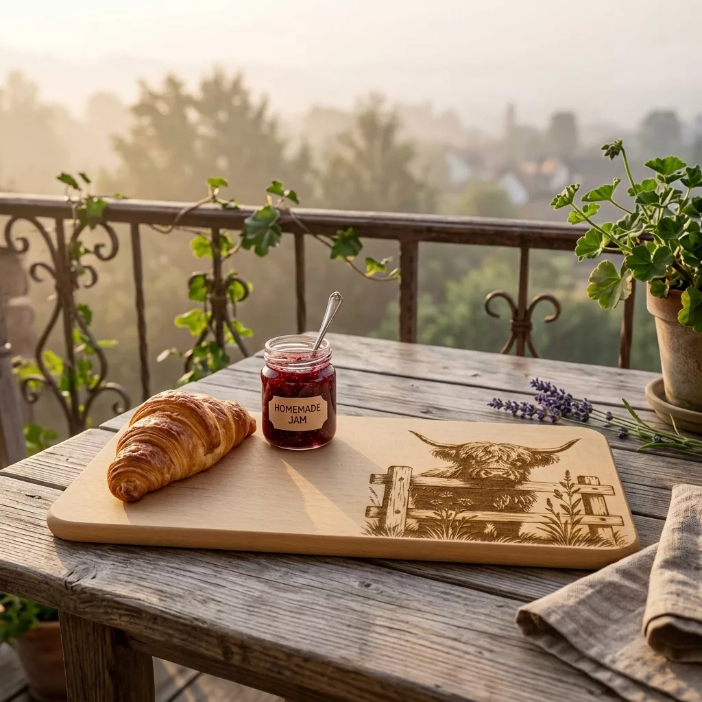 Highland Cow Breakfast Board | Engraved Wooden Serving Tray - Image 13