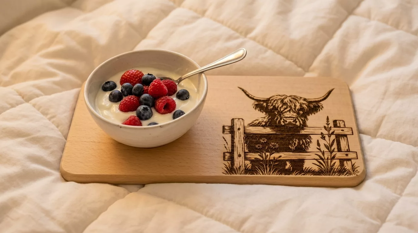 Highland Cow Breakfast Board | Engraved Wooden Serving Tray - Image 16
