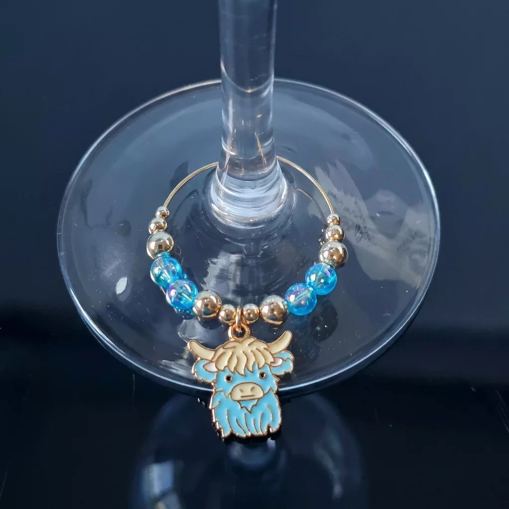 Handcrafted Highland Cow Wine Glass Charms | Set of 4 - Image 3