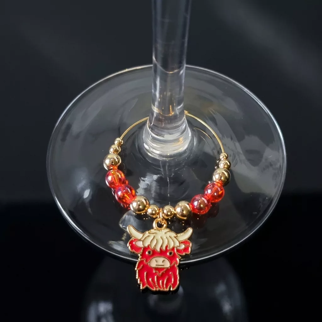 Handcrafted Highland Cow Wine Glass Charms | Set of 4 - Image 4