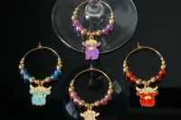 Handcrafted Highland Cow Wine Glass Charms | Set of 4