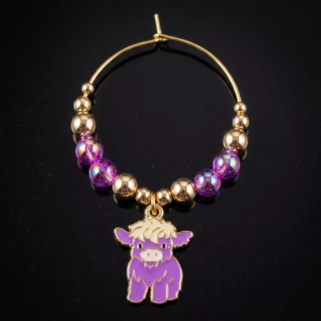 Handcrafted Highland Cow Wine Glass Charms | Set of 4 - Image 9