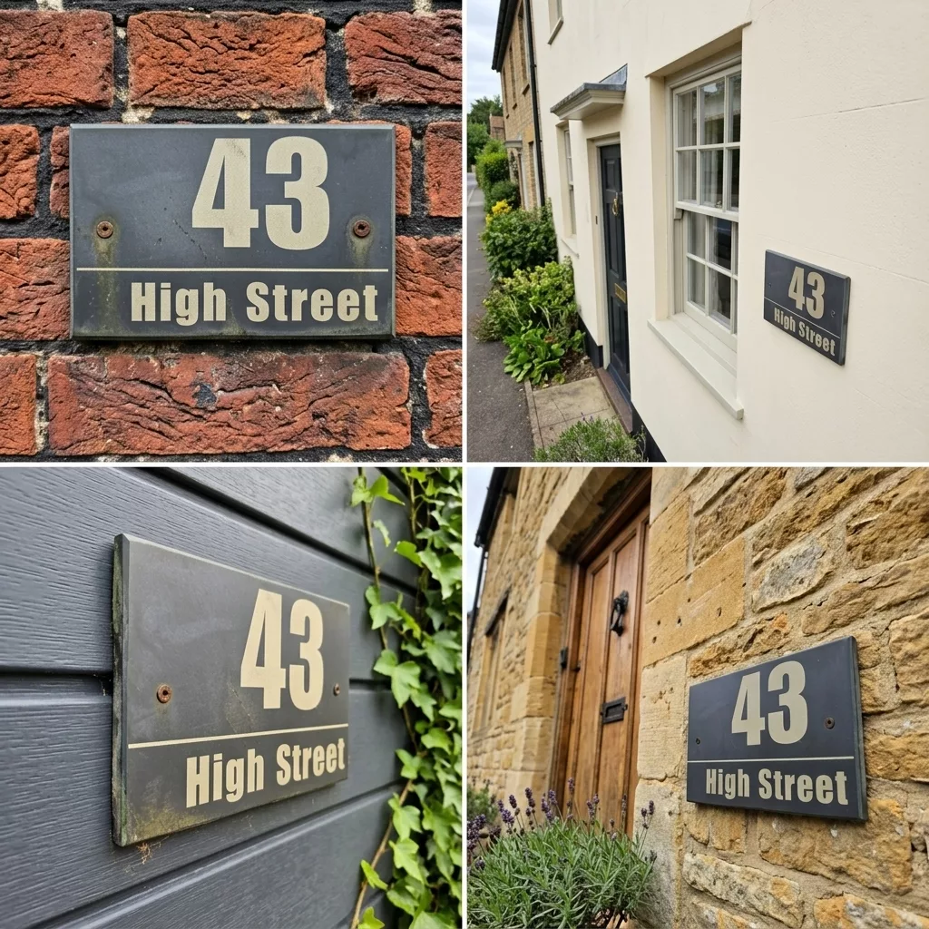 Personalised Slate House Sign, Modern Engraved Address Plaque 15cm x 10cm