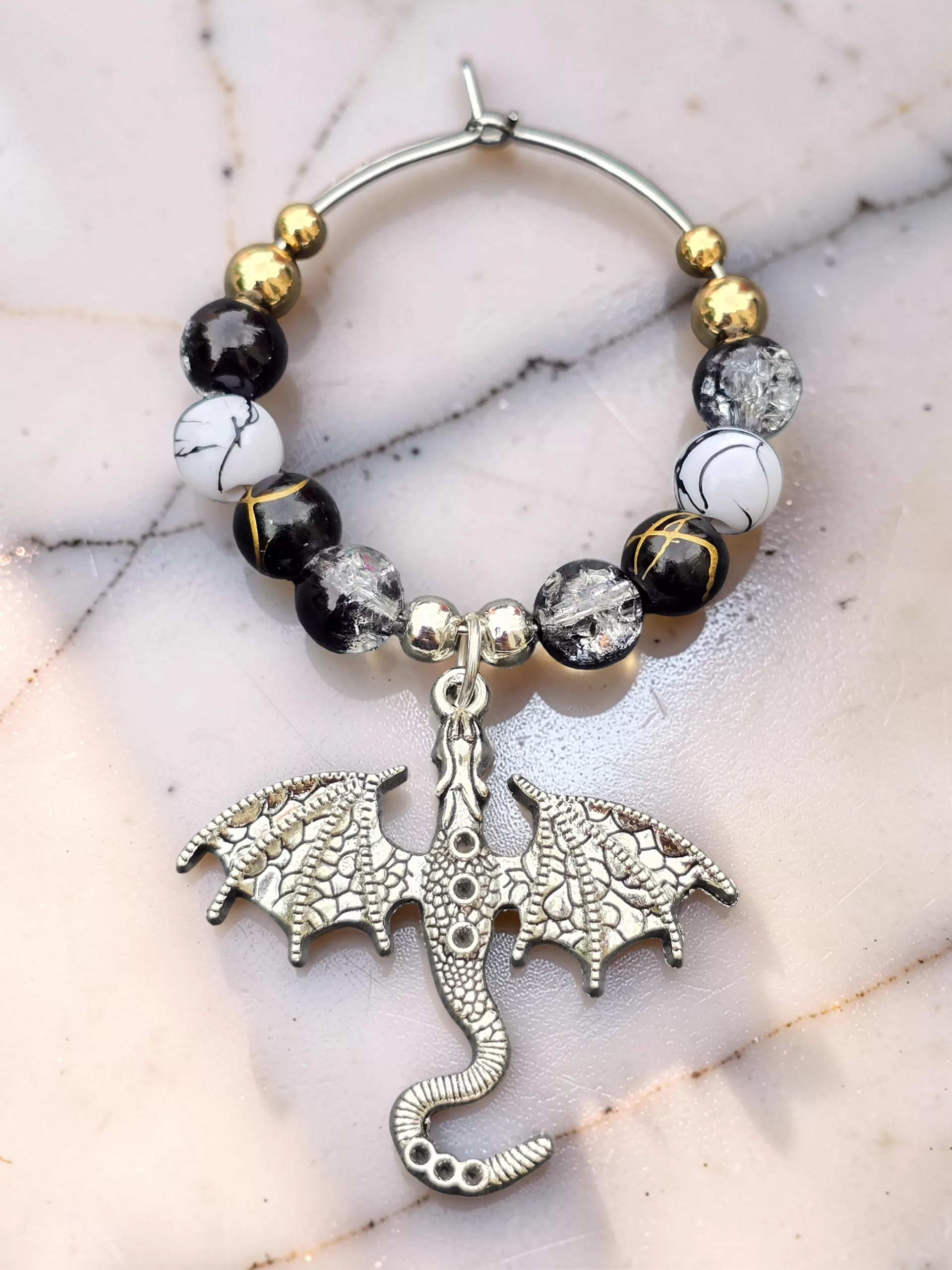 Dragon Wine Glass Charms Set of 4, Gothic Drink Markers, Fantasy Table Decor - Image 3