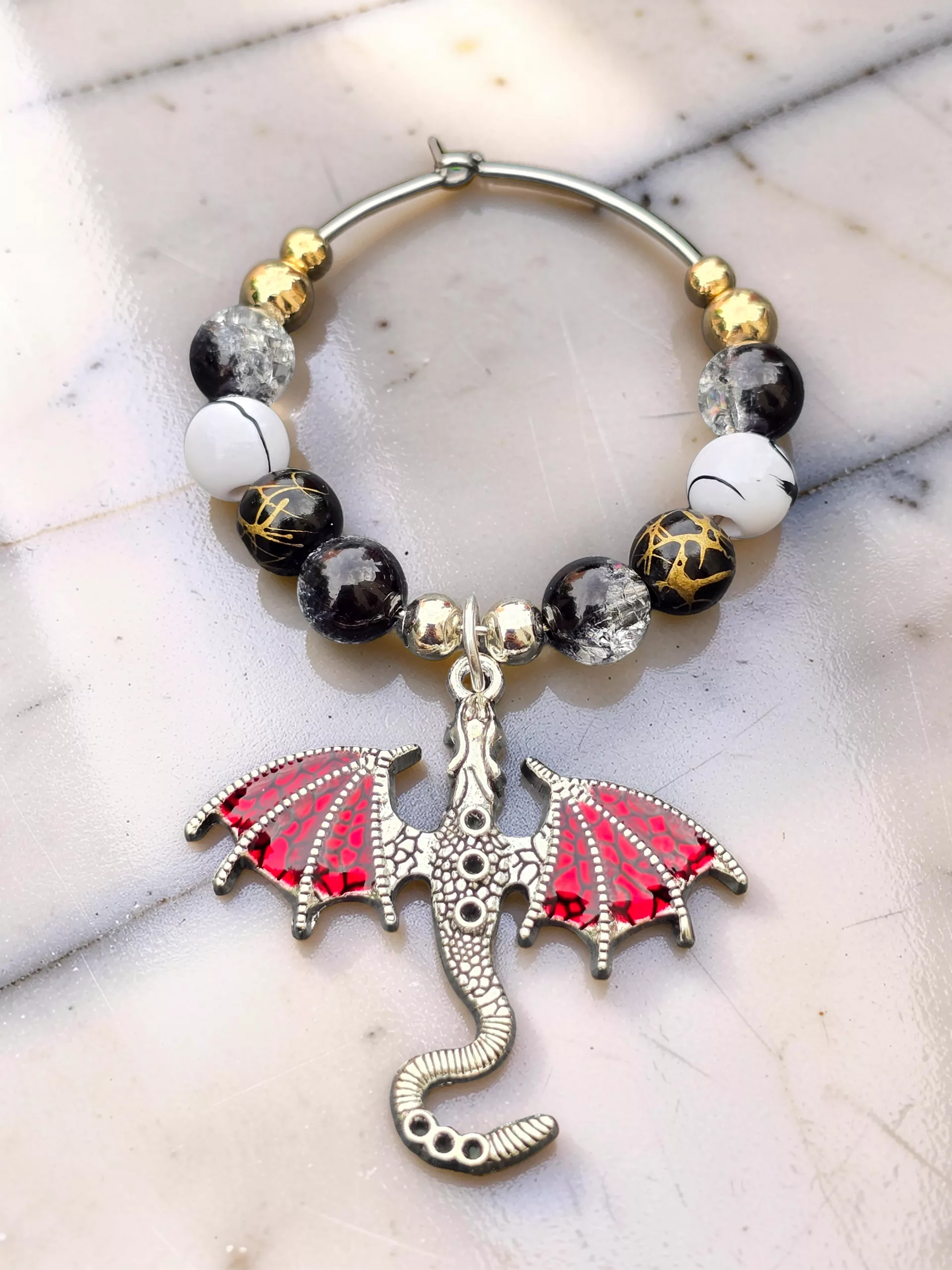 Dragon Wine Glass Charms Set of 4, Gothic Drink Markers, Fantasy Table Decor - Image 5