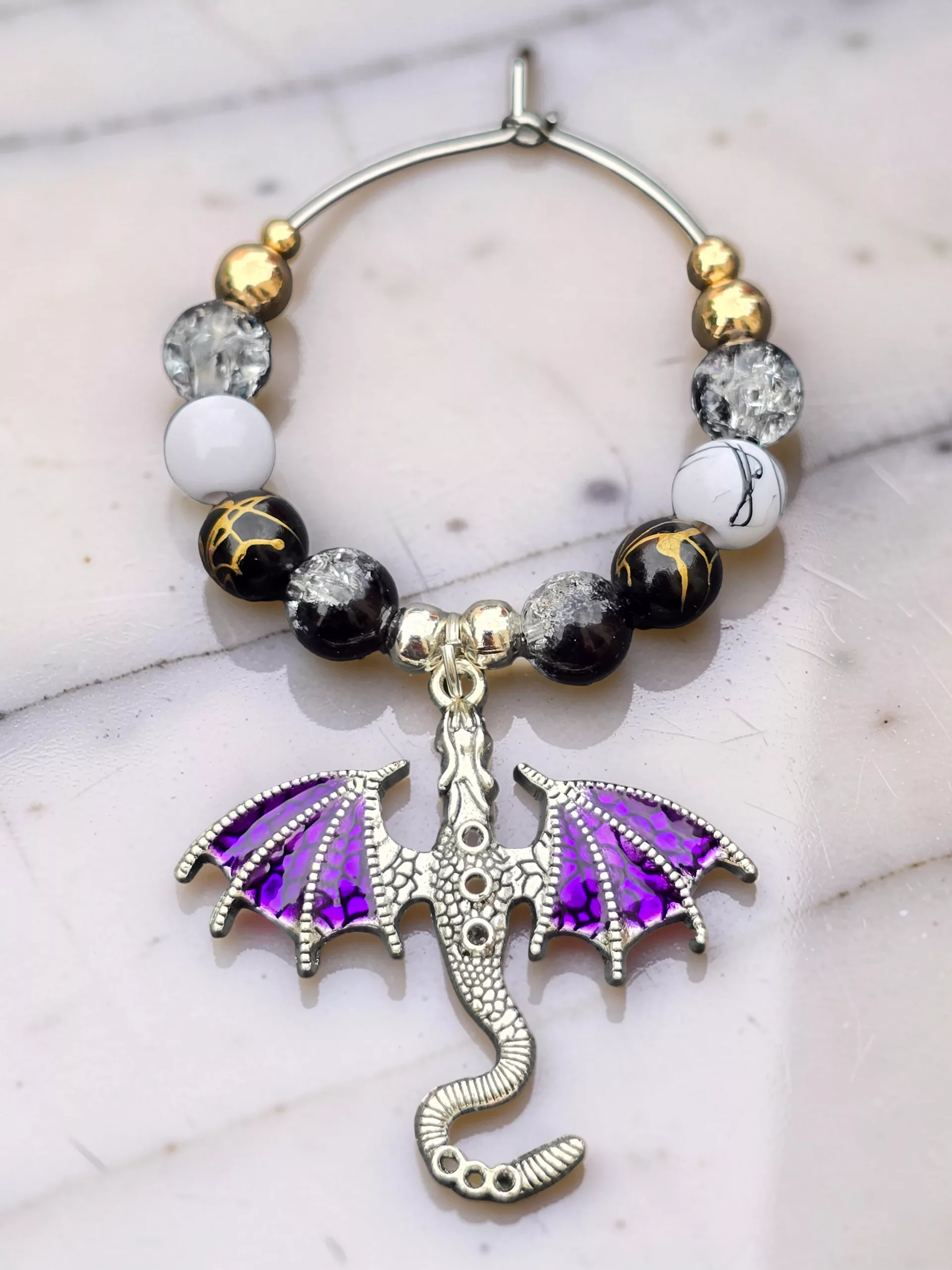 Dragon Wine Glass Charms Set of 4, Gothic Drink Markers, Fantasy Table Decor - Image 8