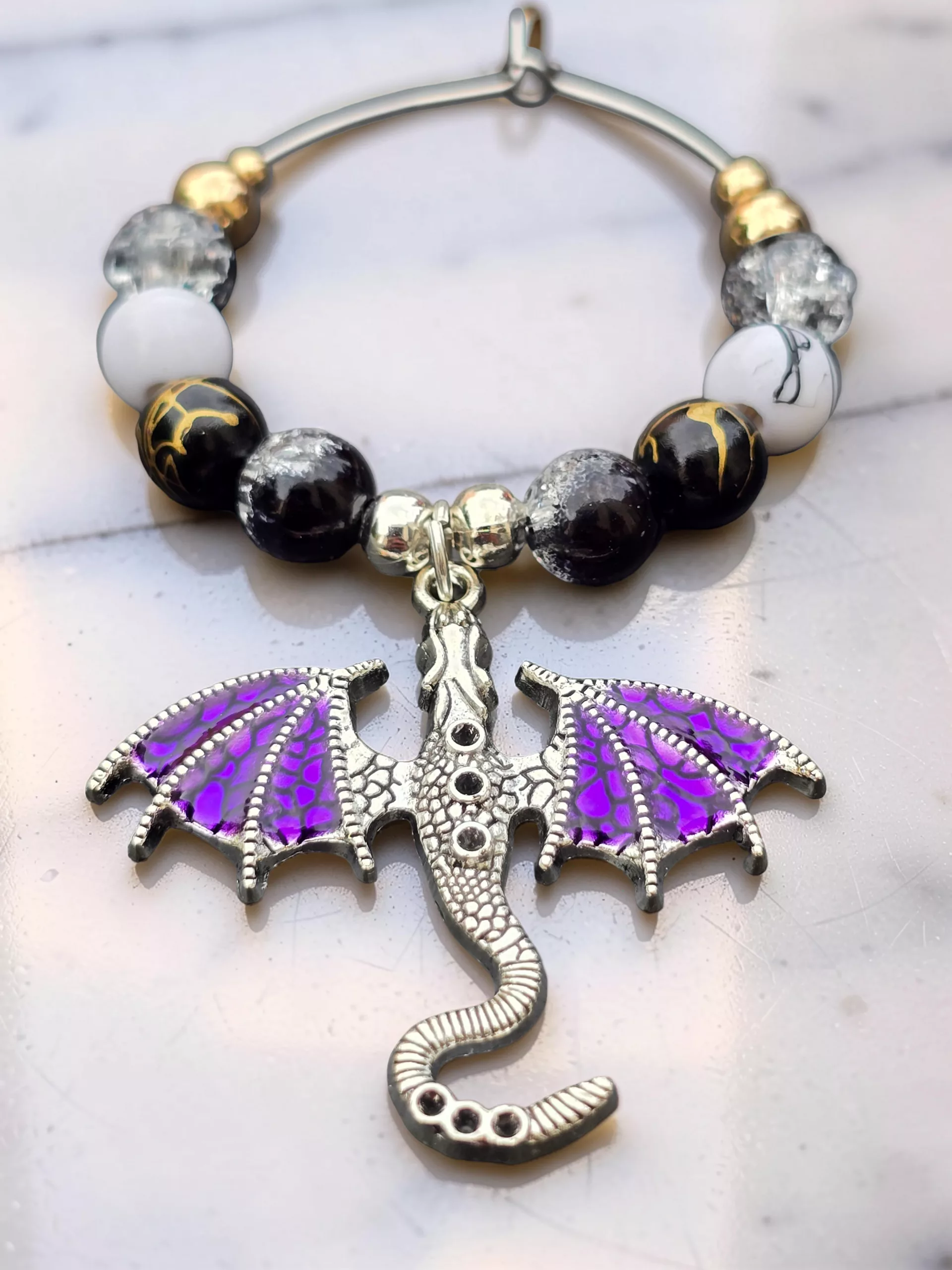 Dragon Wine Glass Charms Set of 4, Gothic Drink Markers, Fantasy Table Decor - Image 9