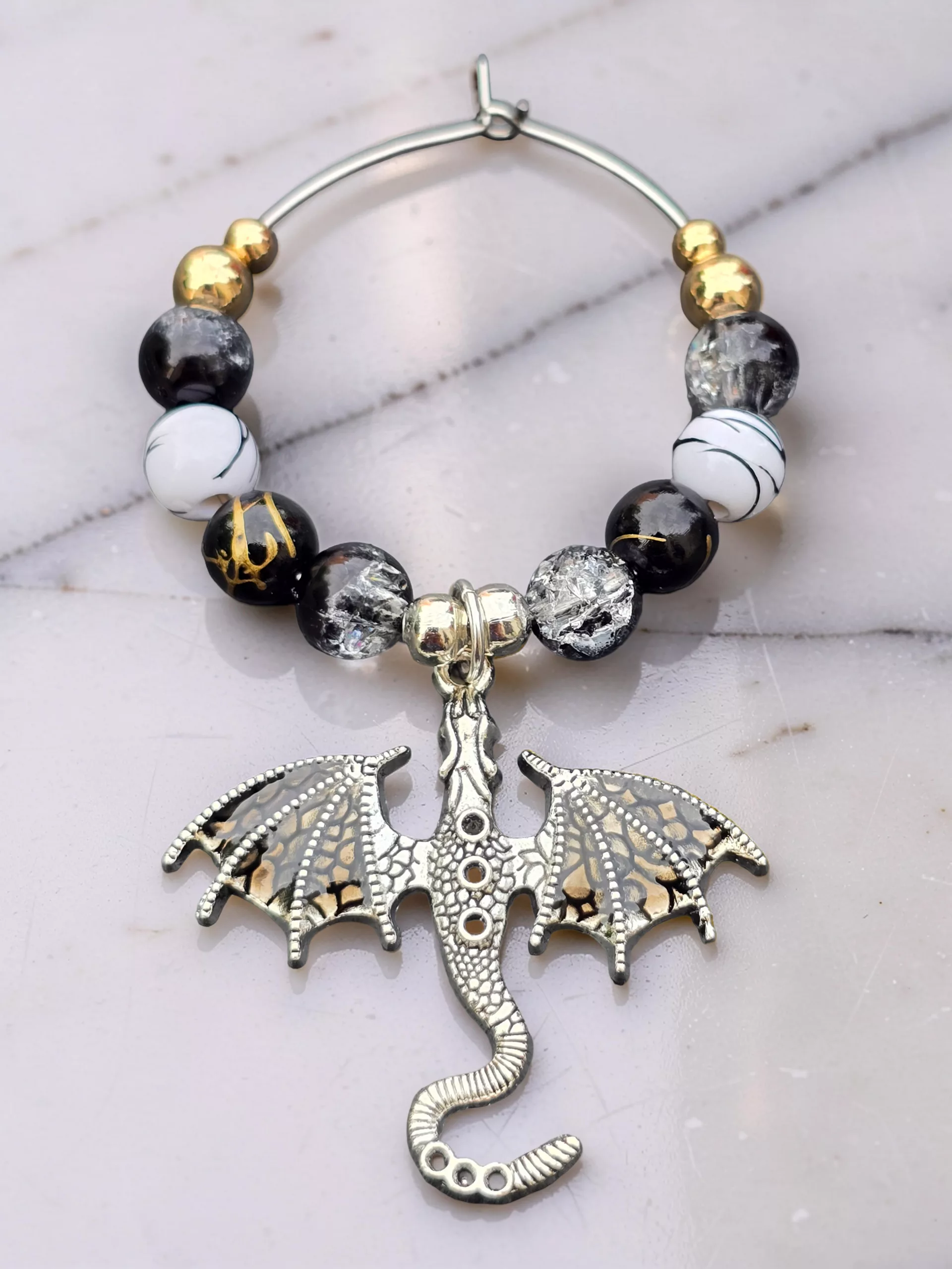 Dragon Wine Glass Charms Set of 4, Gothic Drink Markers, Fantasy Table Decor - Image 10