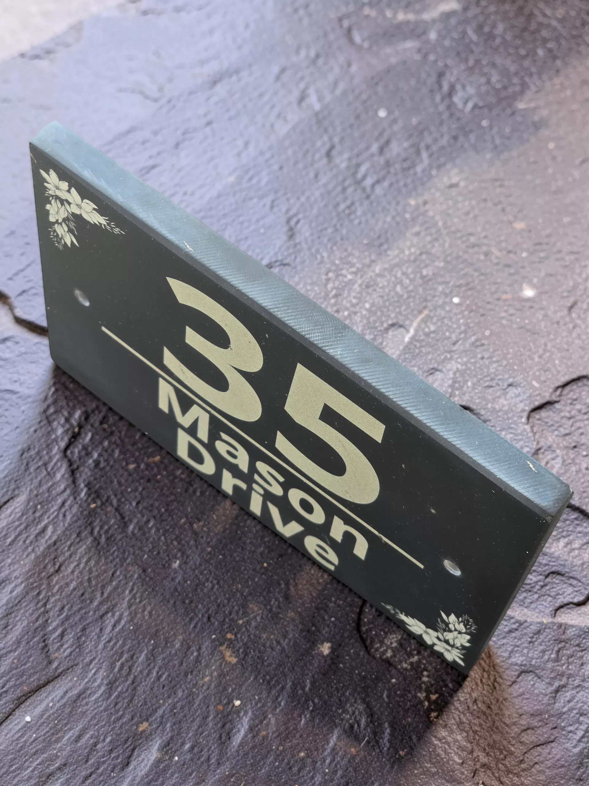 Floral Slate House sign - Your street name and house number - Image 2