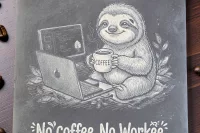 No Coffee No Workee Sloth Slate Coaster - Co-Worker Gift