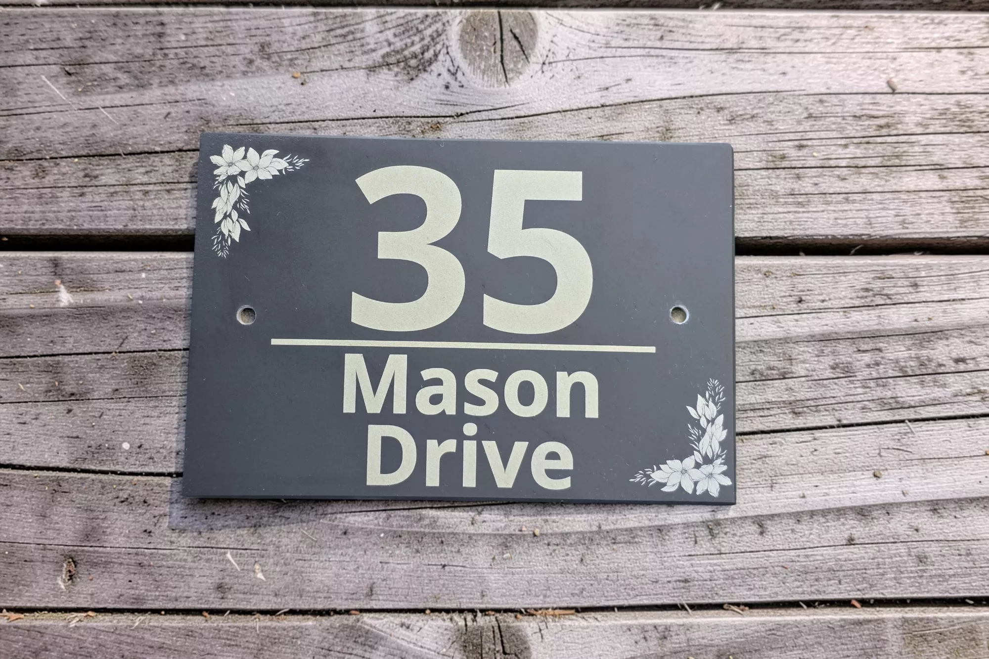 Floral Slate House sign - Your street name and house number - Image 8