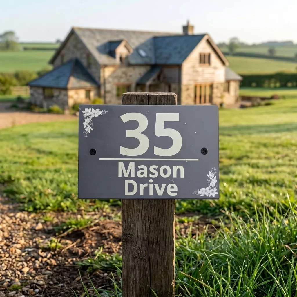 Floral Slate House sign - Your street name and house number - Image 9