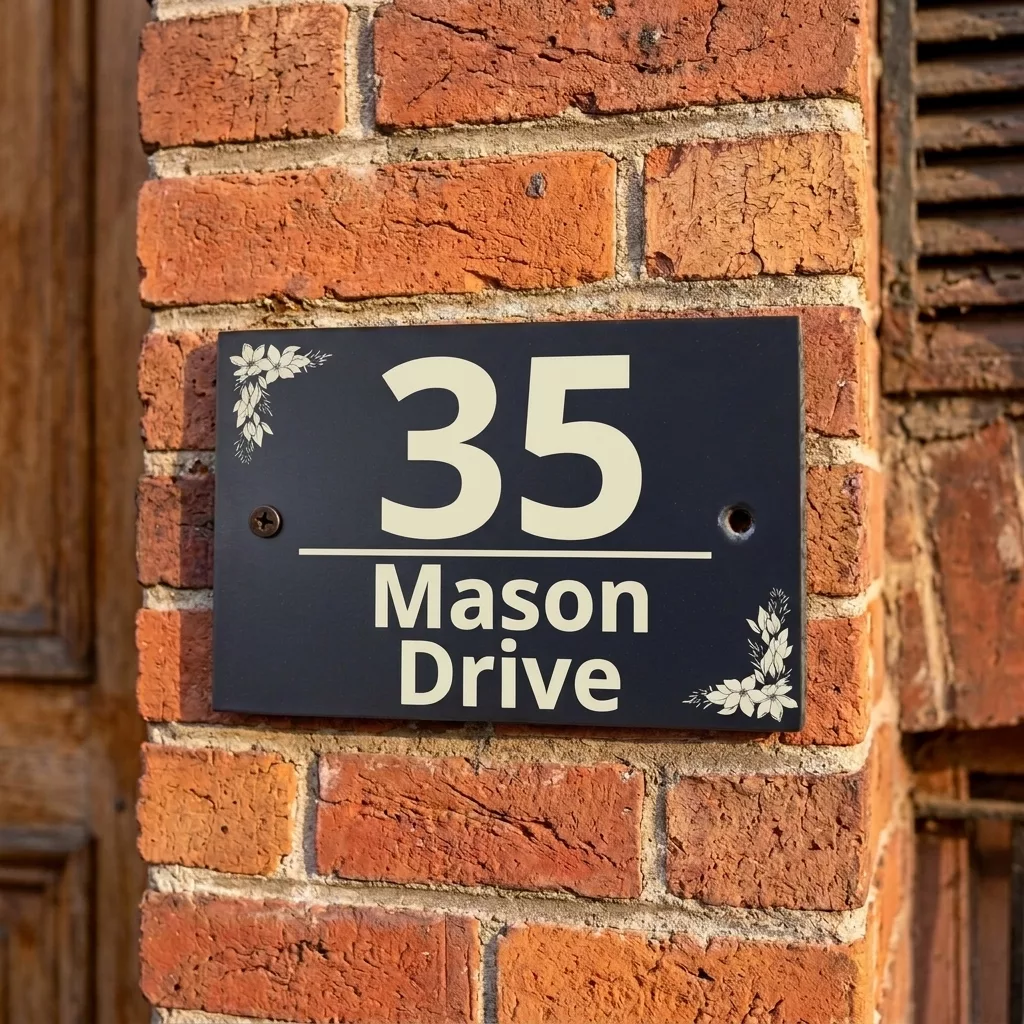 Floral Slate House sign - Your street name and house number - Image 10