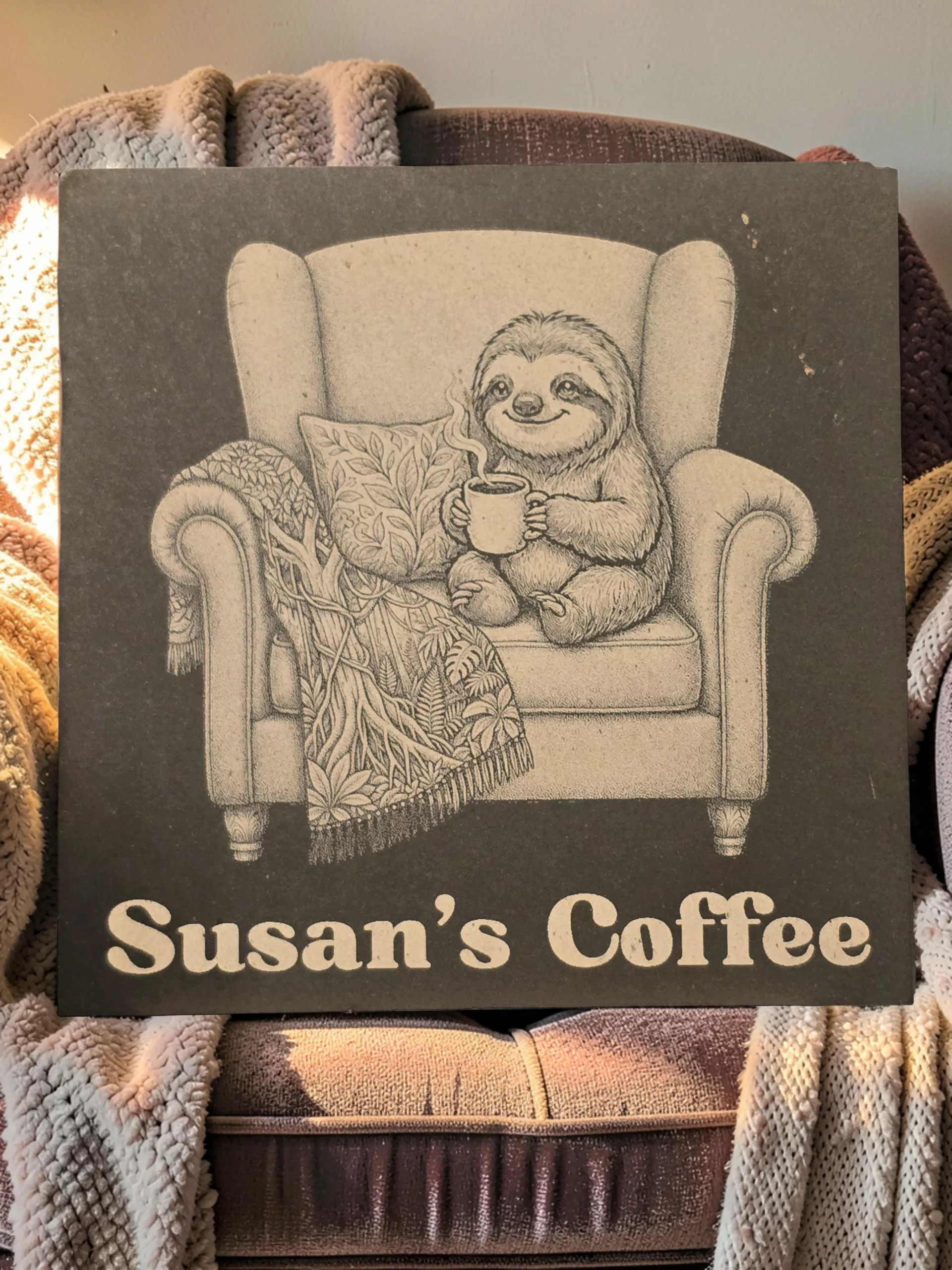 Personalised Sloth Coaster | Engraved Slate Coaster / Drinks Mat - Image 3