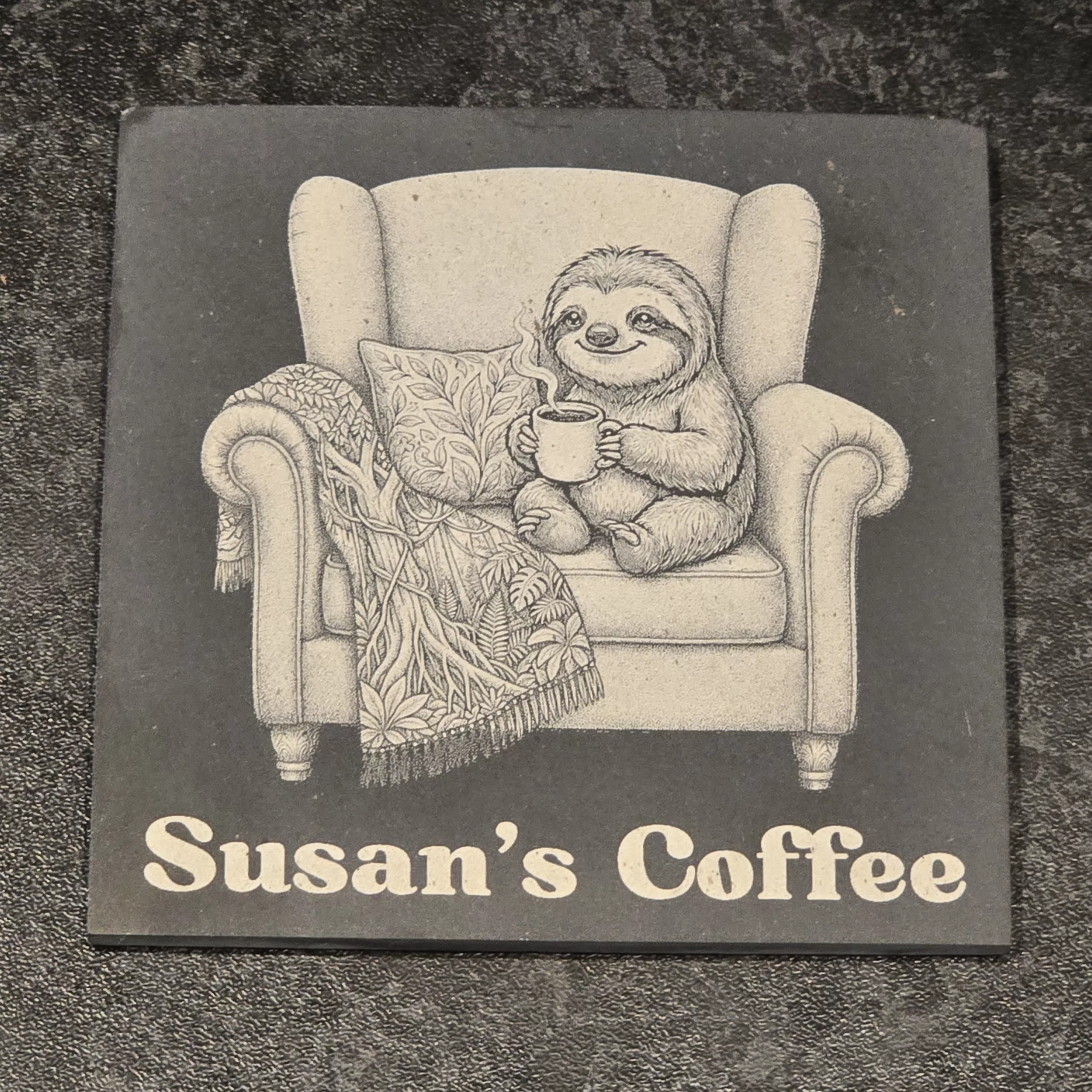 Personalised Sloth Coaster | Engraved Slate Coaster / Drinks Mat - Image 4