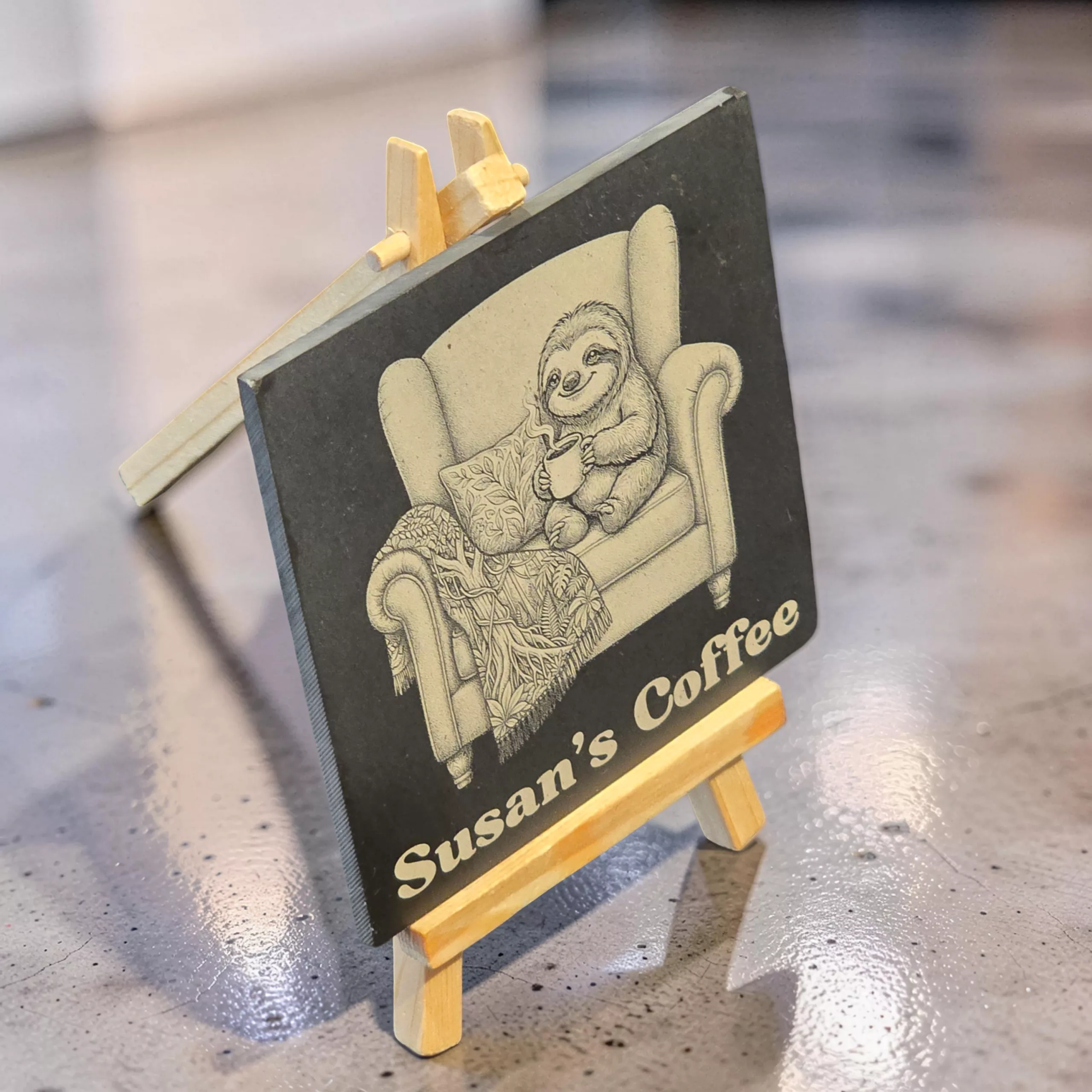 Personalised Sloth Coaster | Engraved Slate Coaster / Drinks Mat - Image 7