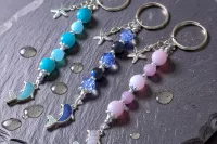 Handcrafted Beaded Dolphin Keychain, Coastal Bag Charm, Sea Life Keyring