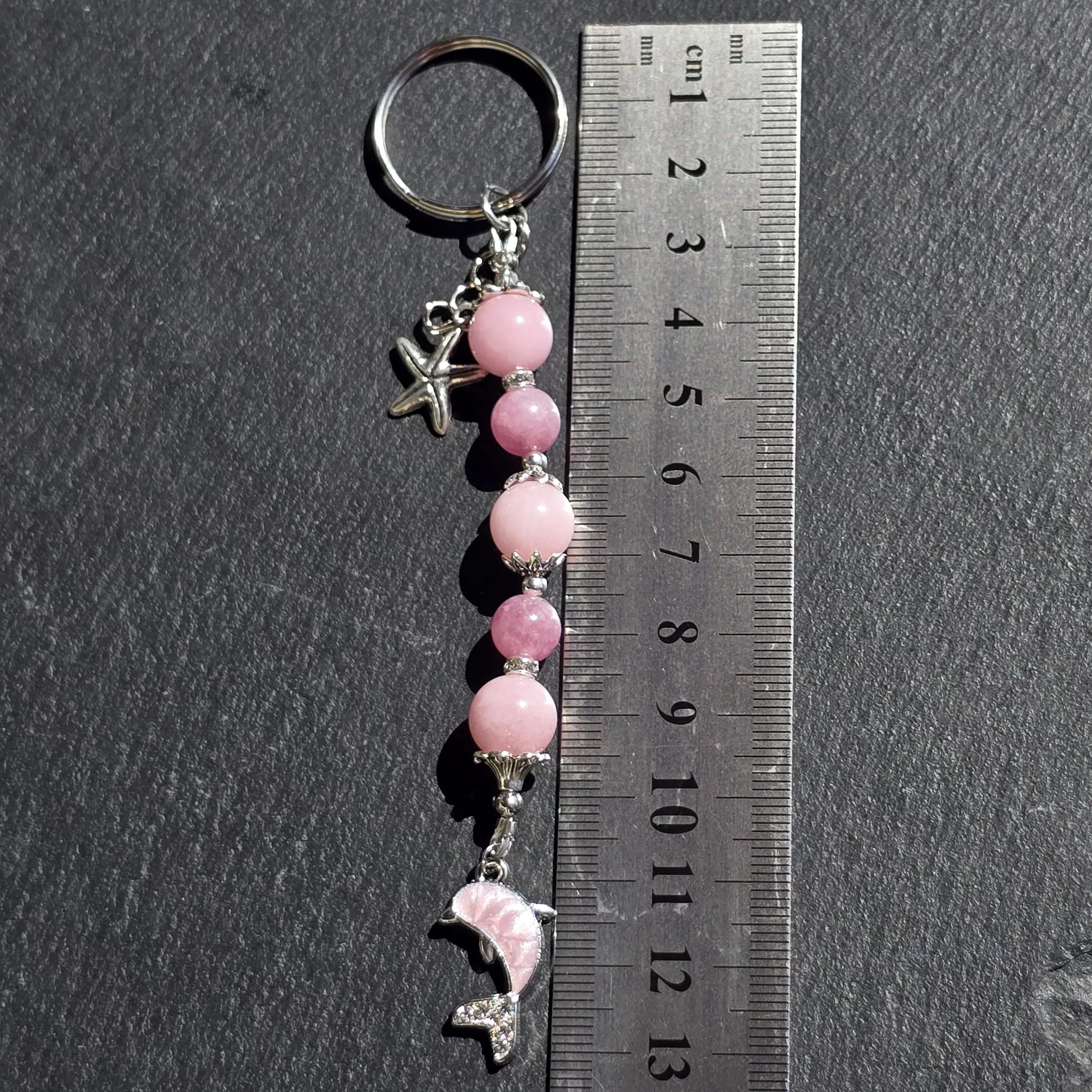 Handcrafted Beaded Dolphin Keychain, Coastal Bag Charm, Sea Life Keyring - Image 14