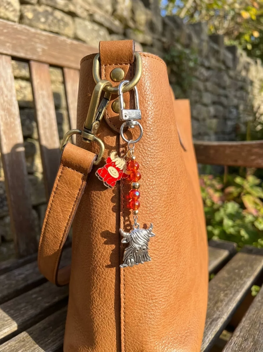 Handcrafted Highland Cow Bag Charm, Scottish Coo Keychain, Cute Purse Charm - Image 18