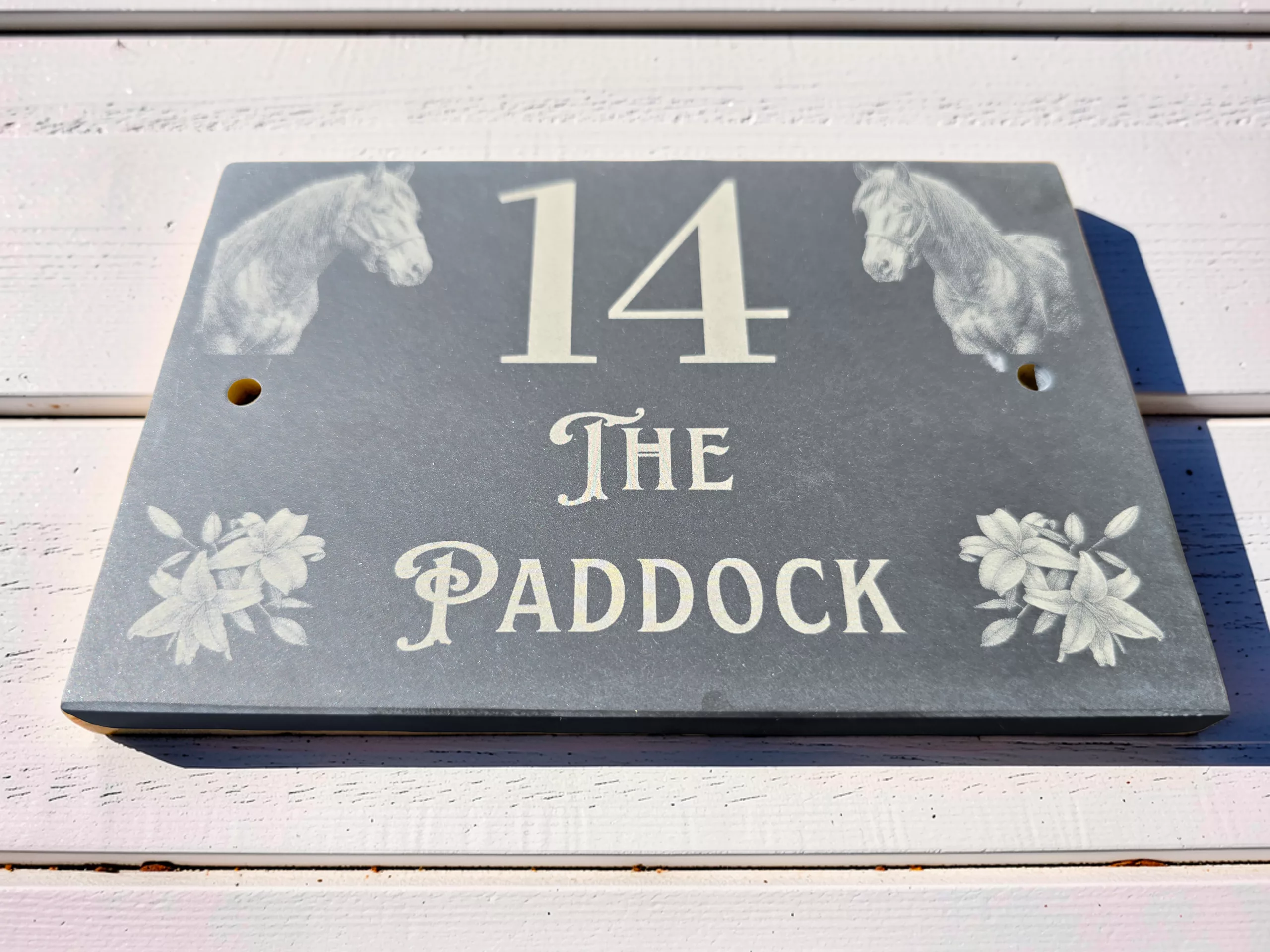 Personalised Horse Slate House Sign, Rustic Equestrian Address Name Plate - Image 3