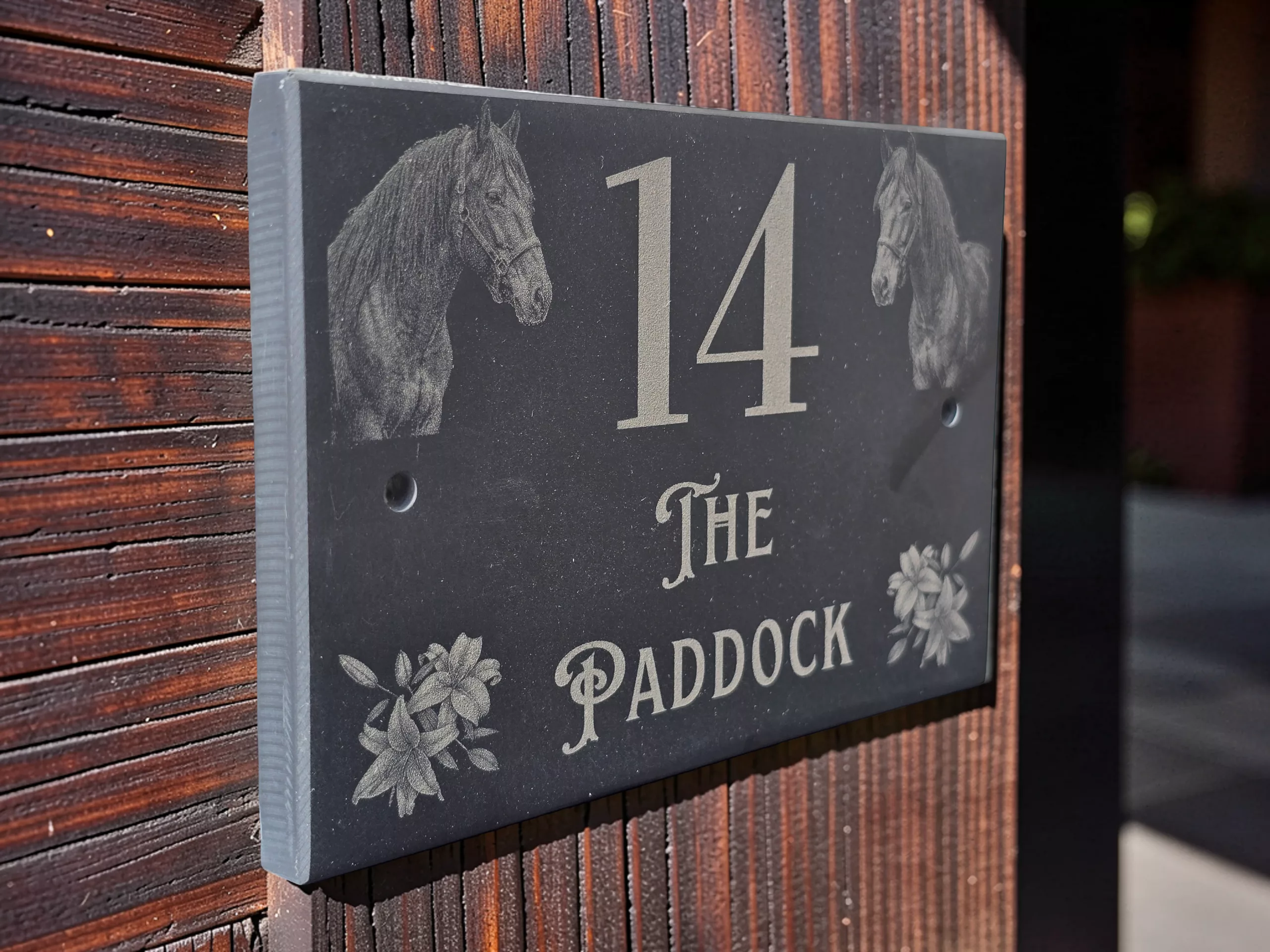 Personalised Horse Slate House Sign, Rustic Equestrian Address Name Plate - Image 8