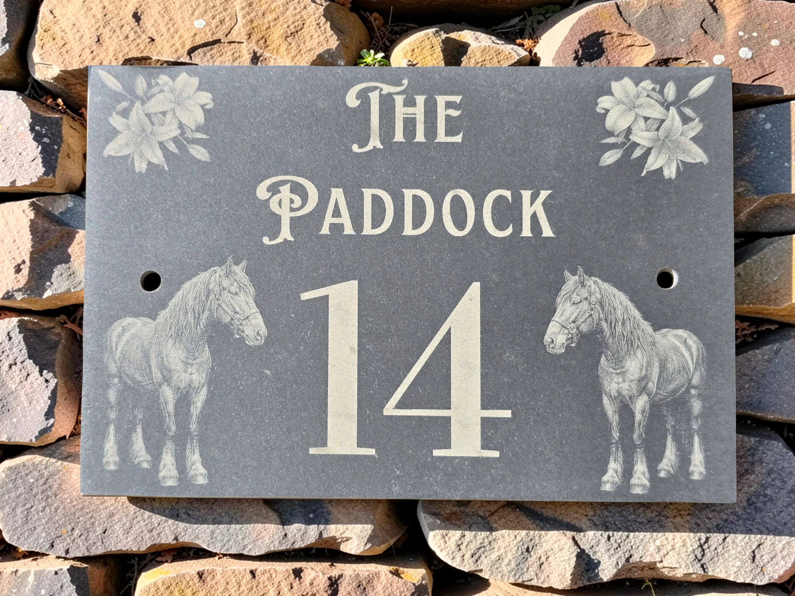 Personalised Horse Slate House Sign, Rustic Equestrian Address Name Plate - Image 9