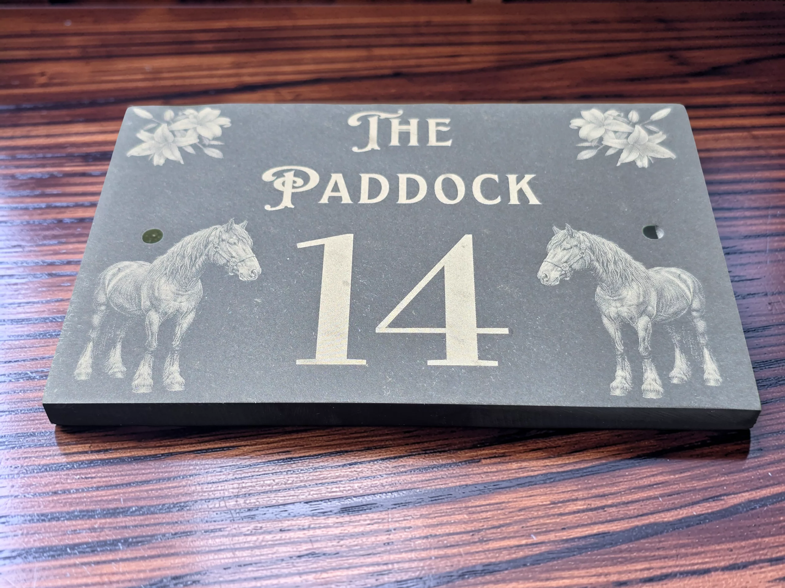 Personalised Horse Slate House Sign, Rustic Equestrian Address Name Plate - Image 10