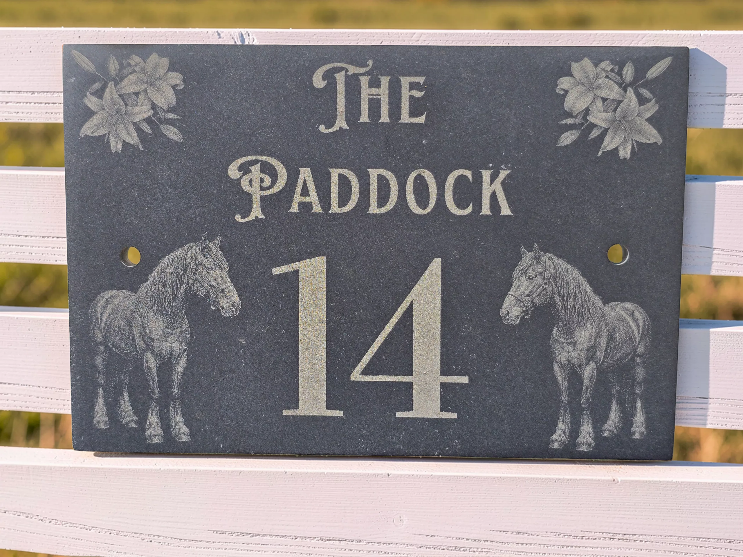 Personalised Horse Slate House Sign, Rustic Equestrian Address Name Plate - Image 12