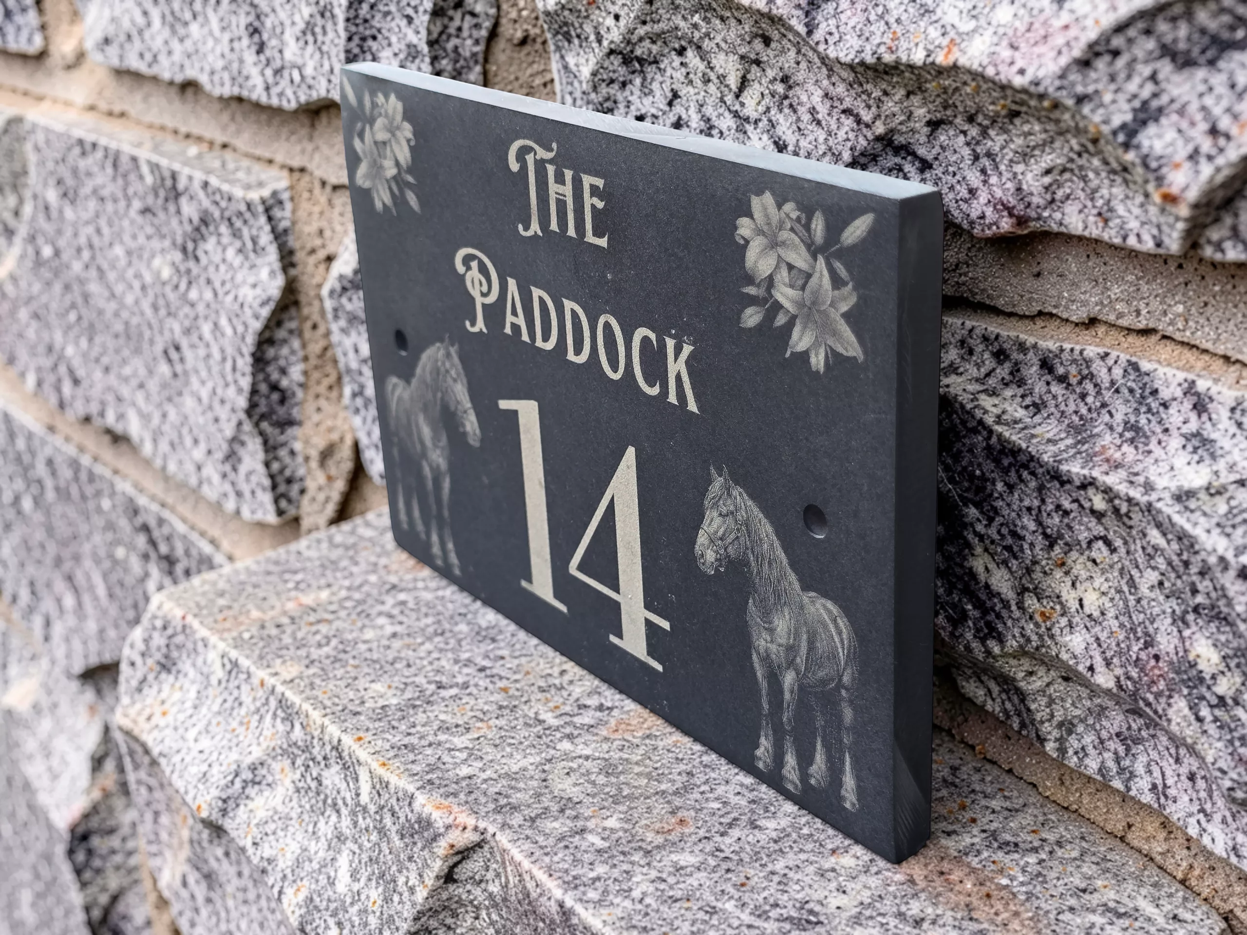 Personalised Horse Slate House Sign, Rustic Equestrian Address Name Plate - Image 14