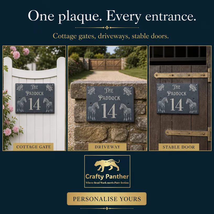 Personalised Horse Slate House Sign, Rustic Equestrian Address Name Plate - Image 17